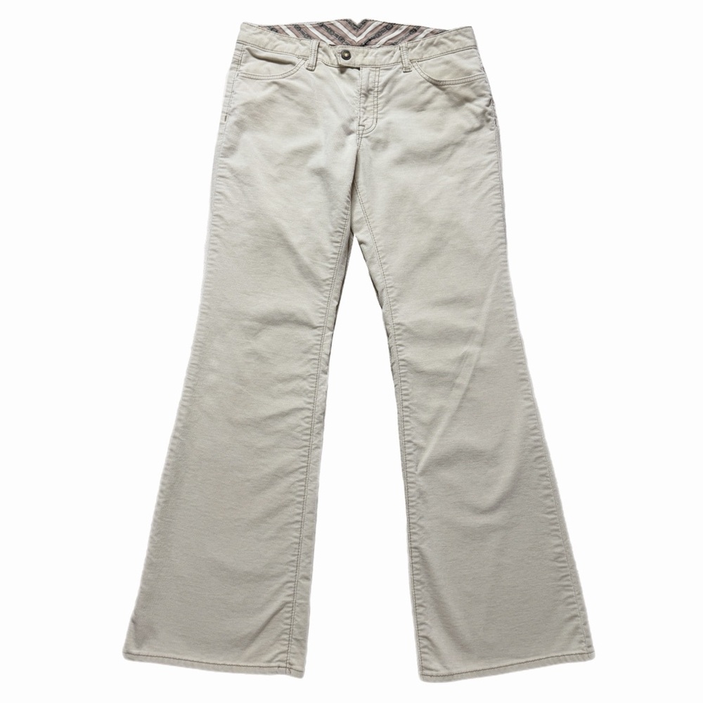 VTG Y2K GAP Cream Corduroy Mid Rise Flare Pants 8 Boot Cut Flap Pockets - Picture 1 of 9